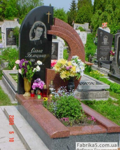 Красивый элитный памятник из красного гранита №14-012, Элитные памятники: Одинарные