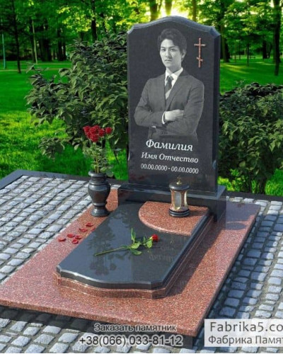 Строгий памятник из черного гранита   №14-391, Памятники Житомир. Классические памятники, Одинарные модели