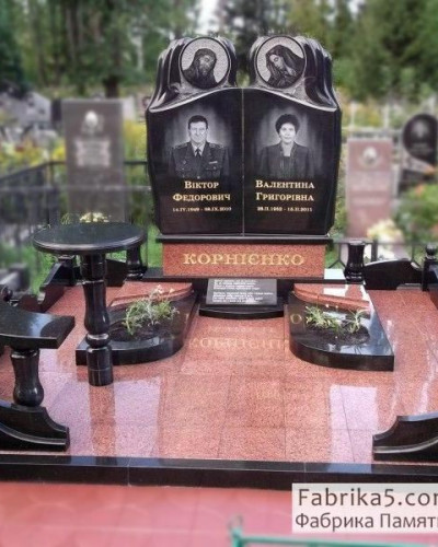 Элитный комплекс из гранита на двоих   №24-003, Элитные двойные памятники