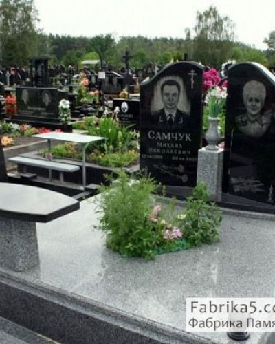 Двойной памятник из серого гранита №24-011, Двойные памятники средней сложности