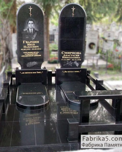 Престижный памятник на двоих из черного гранита №24-027, Элитные двойные памятники, fabrika5