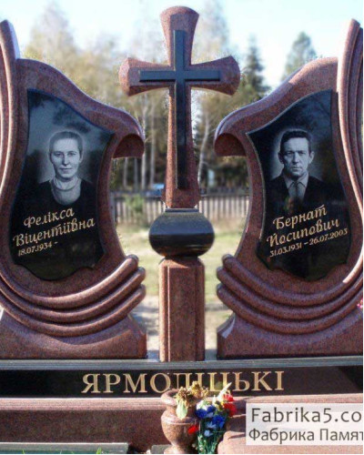 Эксклюзивный памятник на двоих с крестом  №24-032, Элитные двойные памятники