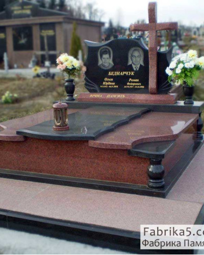 Элитный Двойной памятник в западном стиле   №24-036, Гранит и Мрамор Для Памятников