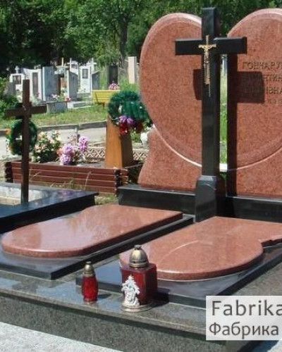 Елітний подвійний пам’ятник у формі серця з хрестом №24-044, Пам'ятники у вигляді хреста