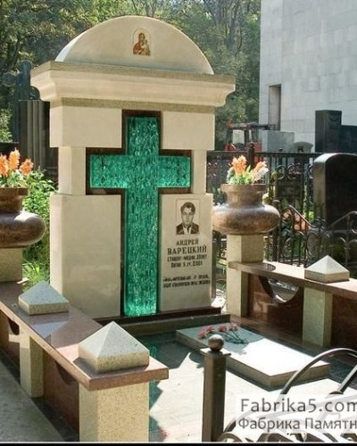 Эксклюзивный памятник Мрамор и стекло на могилу  №42-009, Памятник из мрамора