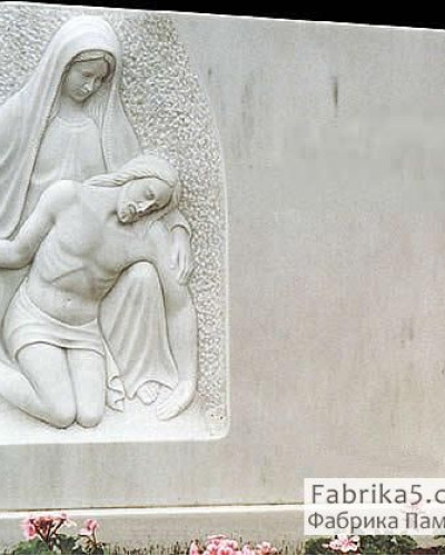 Белый резной памятник со скорбящей  №73-006, Белый мрамор: Памятники на могилу