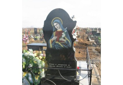 Цветная икона Девы Марии на памятник №96-002, Оформление памятников