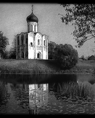 Гравировка церкви на памятник №96-004, Художественное оформление памятников: Гравировка на граните