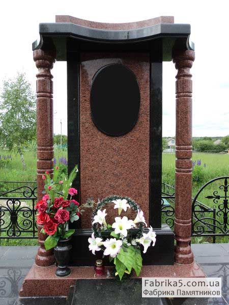 Элитный памятник с колоннами из гранита    №14-001, Надгробия из гранита, Фабрика памятников